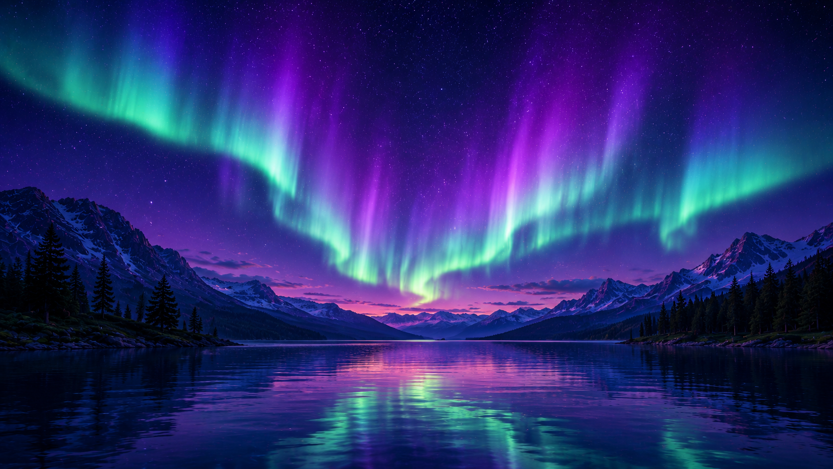 Aurora boreal sobre um lago montanhoso representando a jornada MeuCompasso